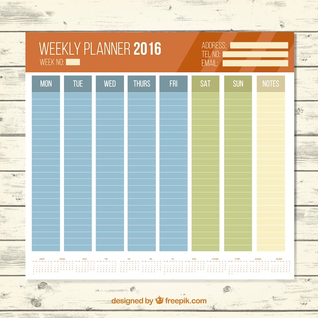 Weekley planner 2016 in colors