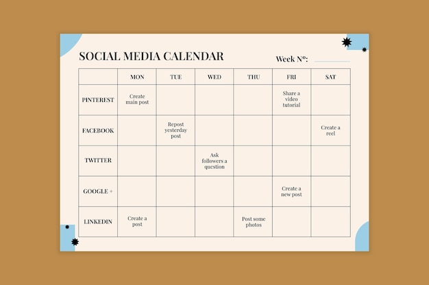 Weekly  calendar template design