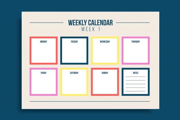 Weekly  calendar template design