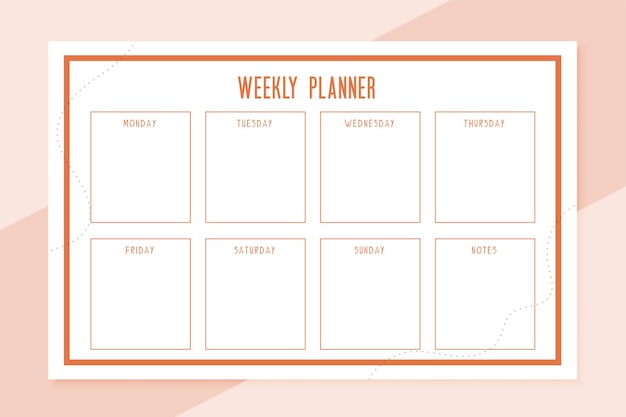 Weekly planner schedule template design