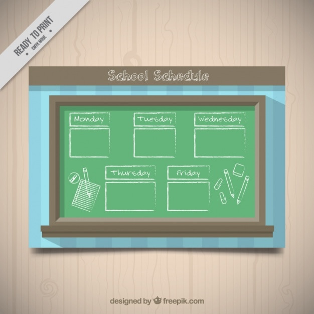 Free Vector weekly schedule with chalkboard background