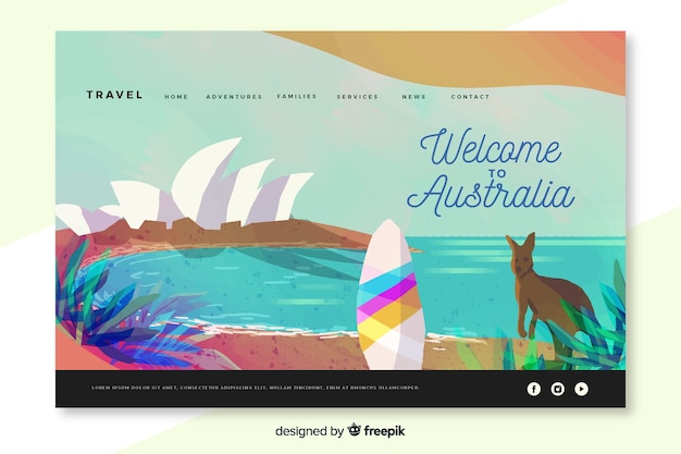 Free vector welcome to australia landing page