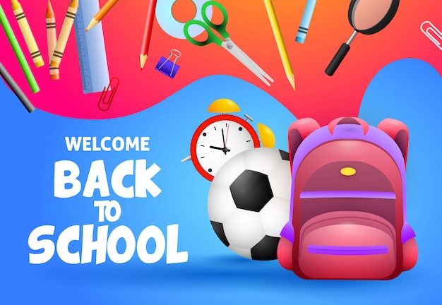 Free Vector welcome back to school design. soccer ball