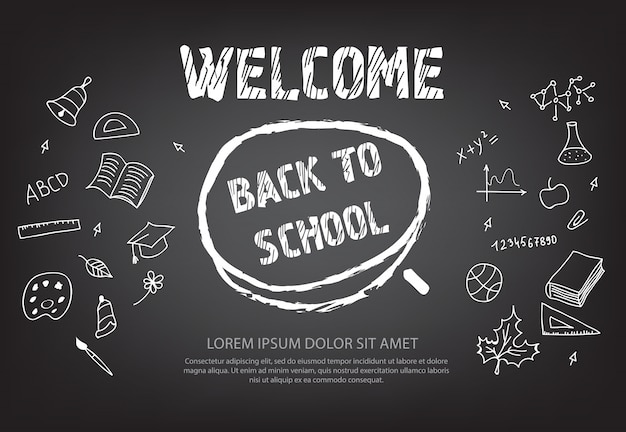 Free Vector welcome back to school lettering in chalk circle