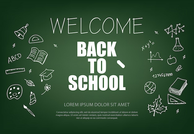 Free Vector welcome back to school lettering with chalk