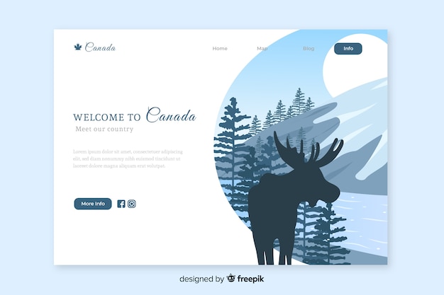 Free Vector welcome to canada landing page template