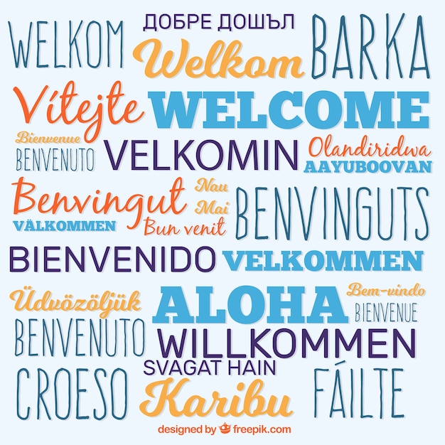 Free Vector welcome composition background in differente languages