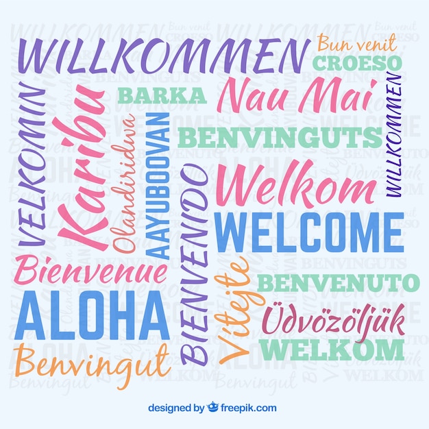 Free Vector welcome composition background in differente languages