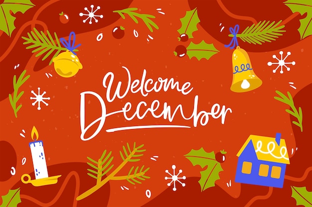 Free Vector welcome december lettering background