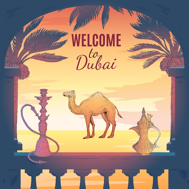 Free vector welcome to dubai background