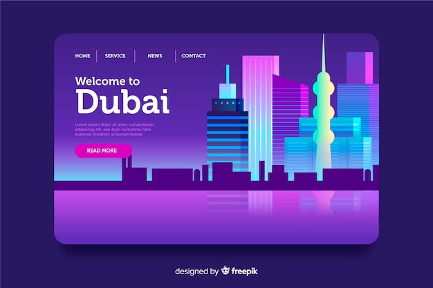 Free Vector welcome to dubai landing page