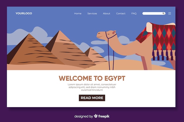 Free vector welcome to egypt landing page template