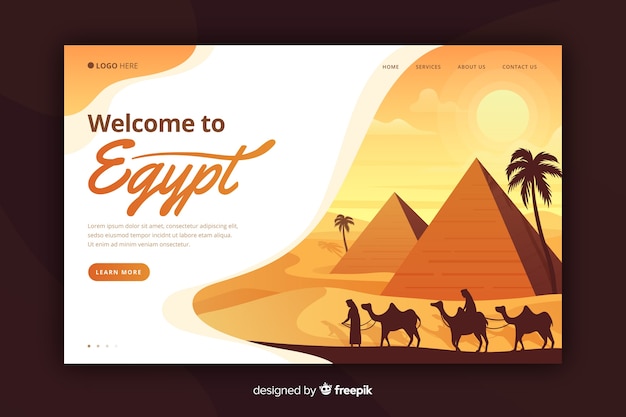 Free vector welcome to egypt landing page