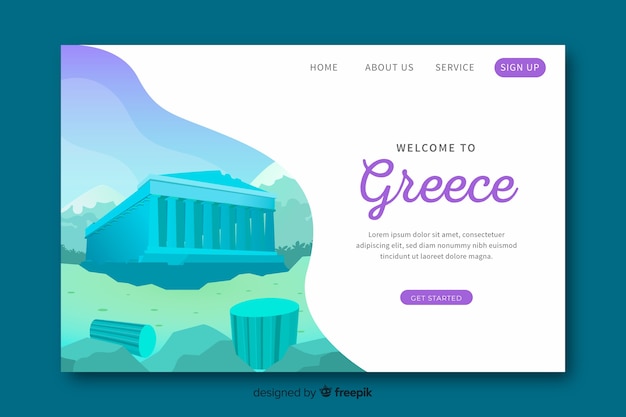 Free vector welcome to greece landing page