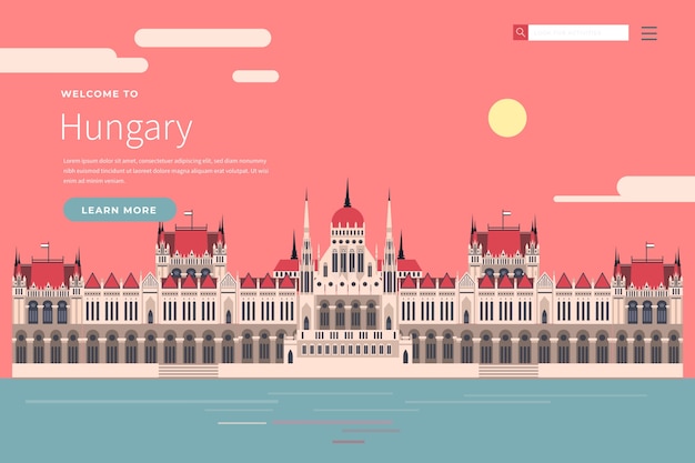 Free Vector welcome to hungary landing page template