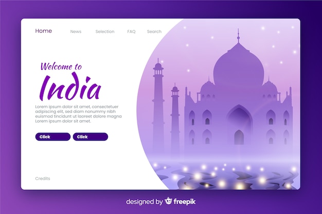 Free Vector welcome to india landing page