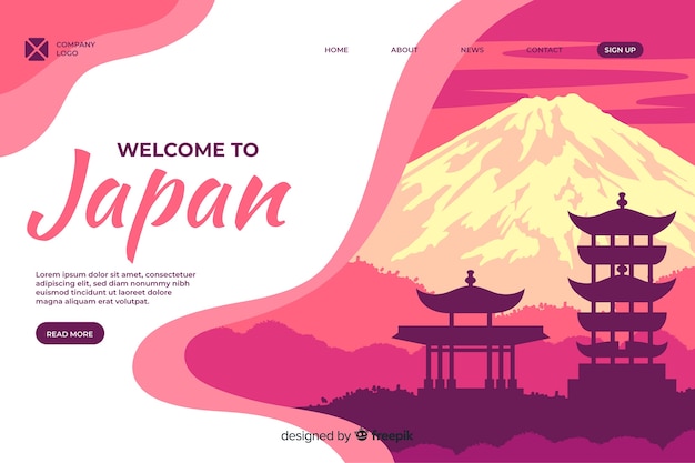 Free Vector welcome to japan landing page template