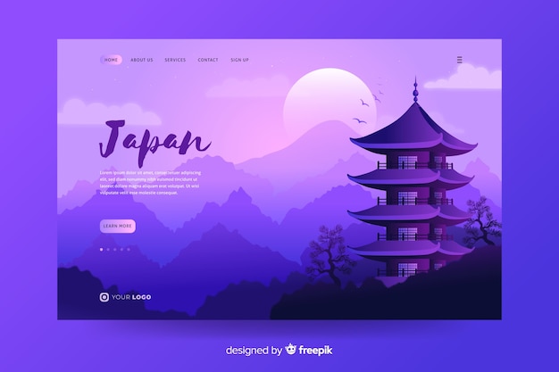 Free Vector welcome to japan landing page