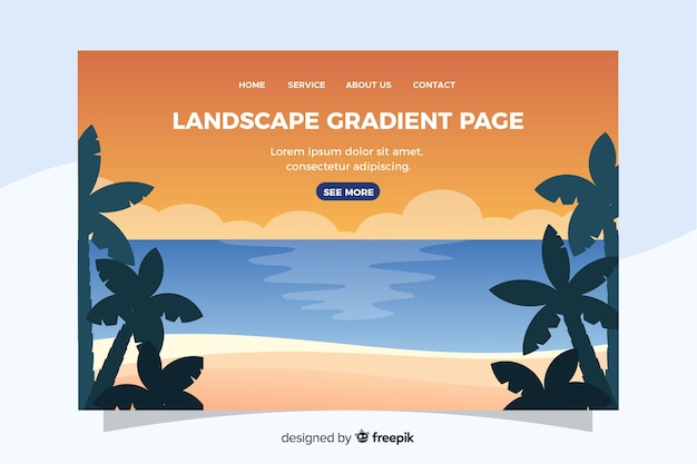 Free Vector welcome landing page template with landscape