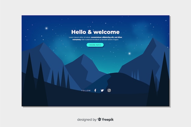 Welcome landing page template with landscape