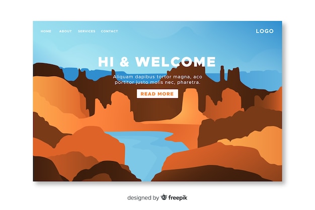 Free Vector welcome landing page with gradient landscape