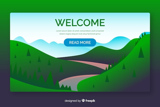 Free Vector welcome landing page with gradient landscape