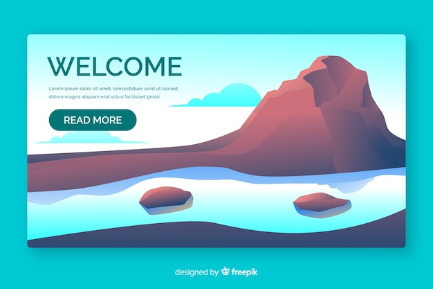 Free Vector welcome landing page with gradient landscape