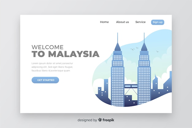 Free vector welcome to malaysia landing page