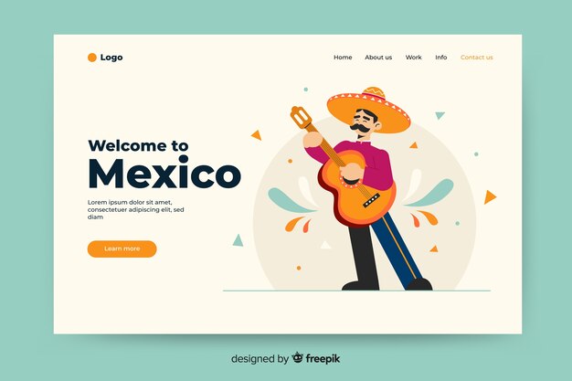 Welcome to mexico landing page with illustrations 