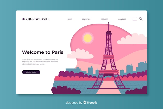 Free Vector welcome to paris landing page