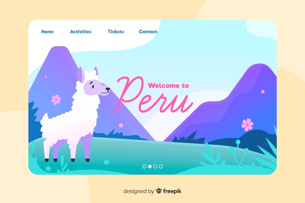 Free Vector welcome to peru landing page