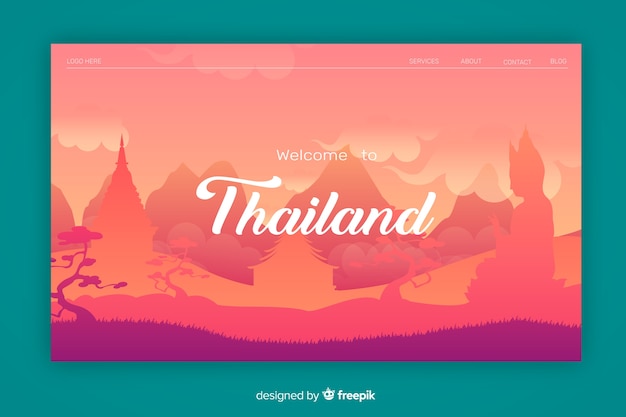 Free Vector welcome to thailand landing page