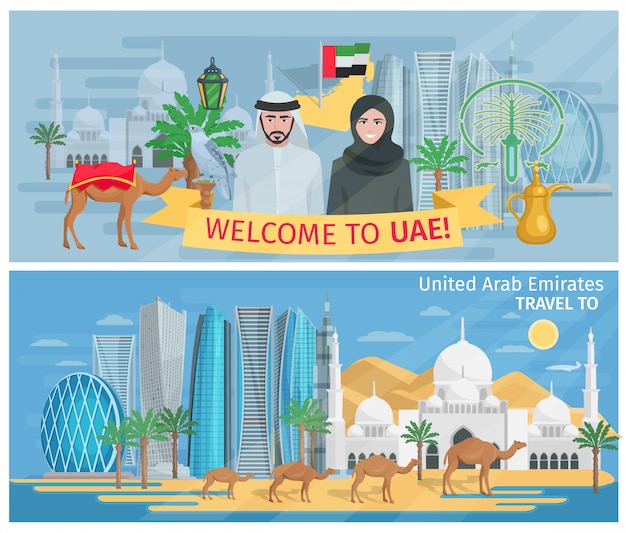 Free Vector welcome to united arab emirates banners 