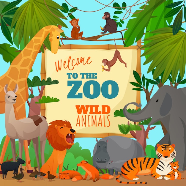 Welcome To Zoo Cartoon illustration