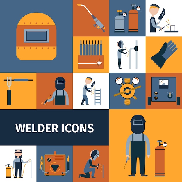 Free vector welder icons set