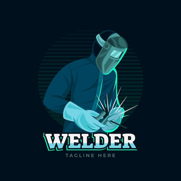 Free vector welder logo template with details