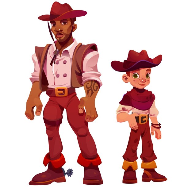 Western cowboy costume character cartoon vector