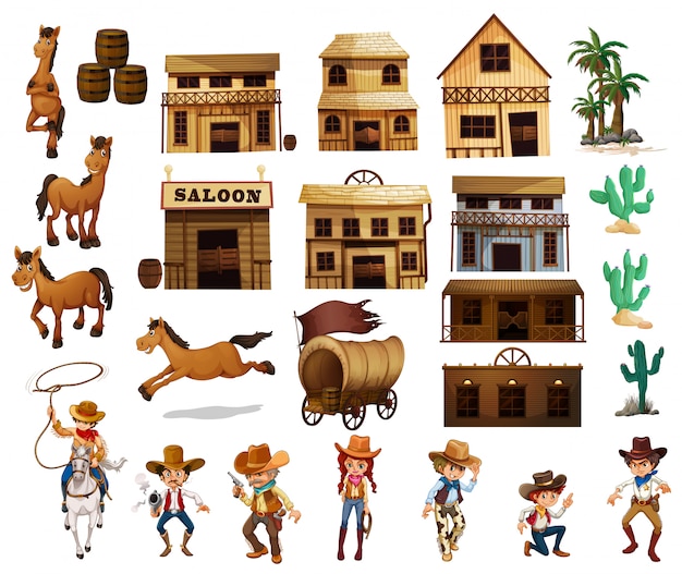 Free vector western cowboys