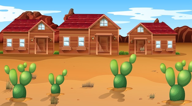 Free vector western desert themed scene in nature