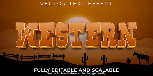 Western text effect, editable cowboy and wild text style