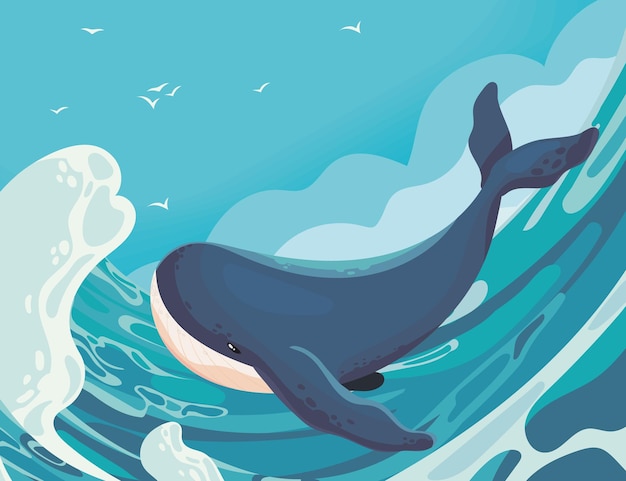 Free Vector whale in the sea design