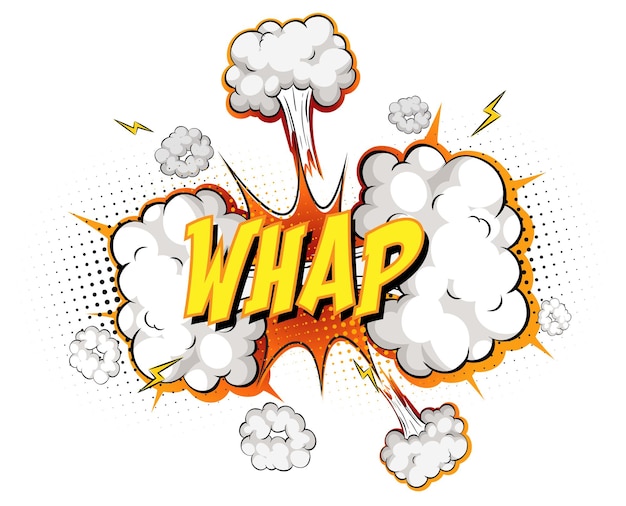 WHAP text on comic cloud explosion isolated on white background