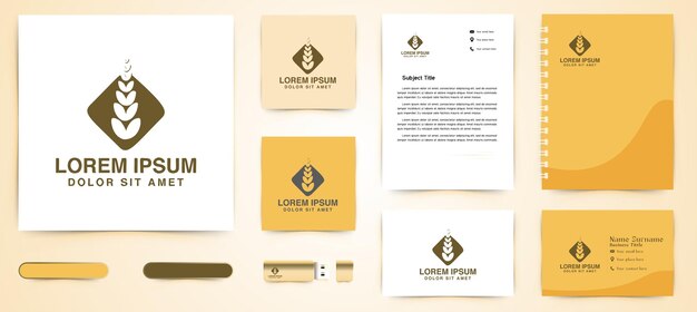 Wheat Agriculture Logo and business card branding template Designs Inspiration, Vector Illustration