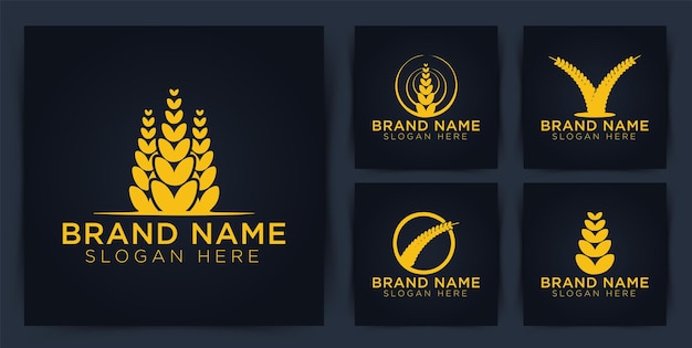 Wheat grain agriculture logo design vector illustration