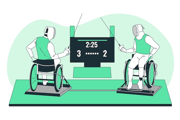 Wheelchair fencing concept illustration