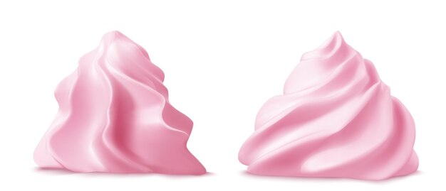 Whipped pink cream swirl or meringue side view 3D