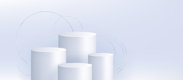 Free Vector white 3d cylinders and silver circles