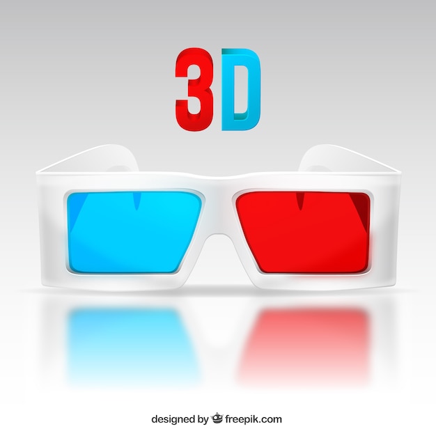 White 3d glasses in realistic style