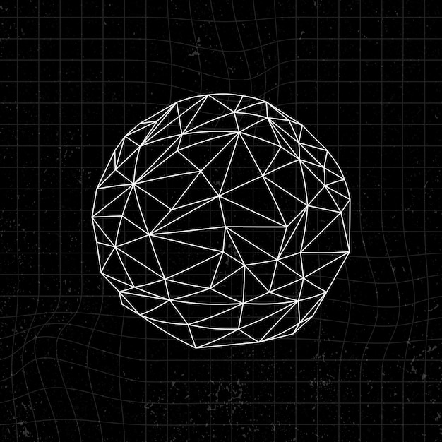 Free Vector white 3d icosahedron on a black background vector