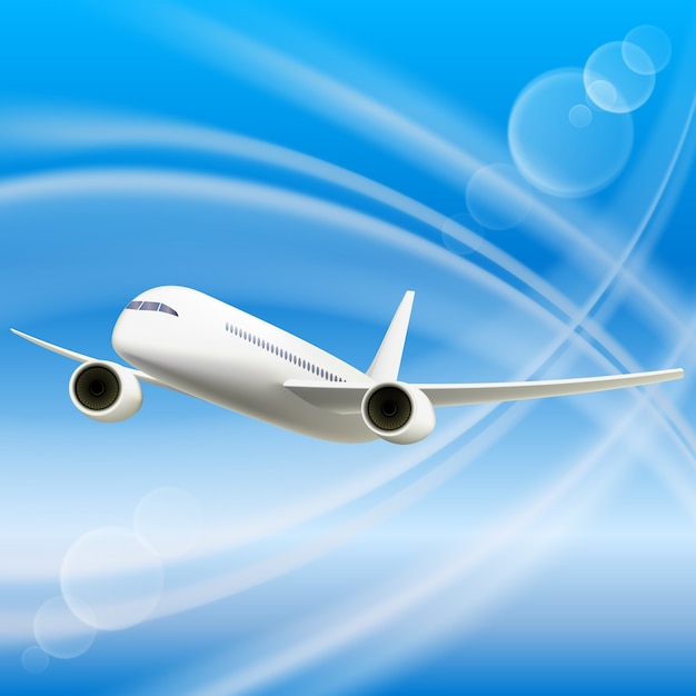 Free Vector white airplane in sky